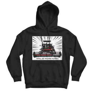 bluza z bizonem kombajnem bizon z kapturem czarna Bluza kangurka z kombajnem Bizon