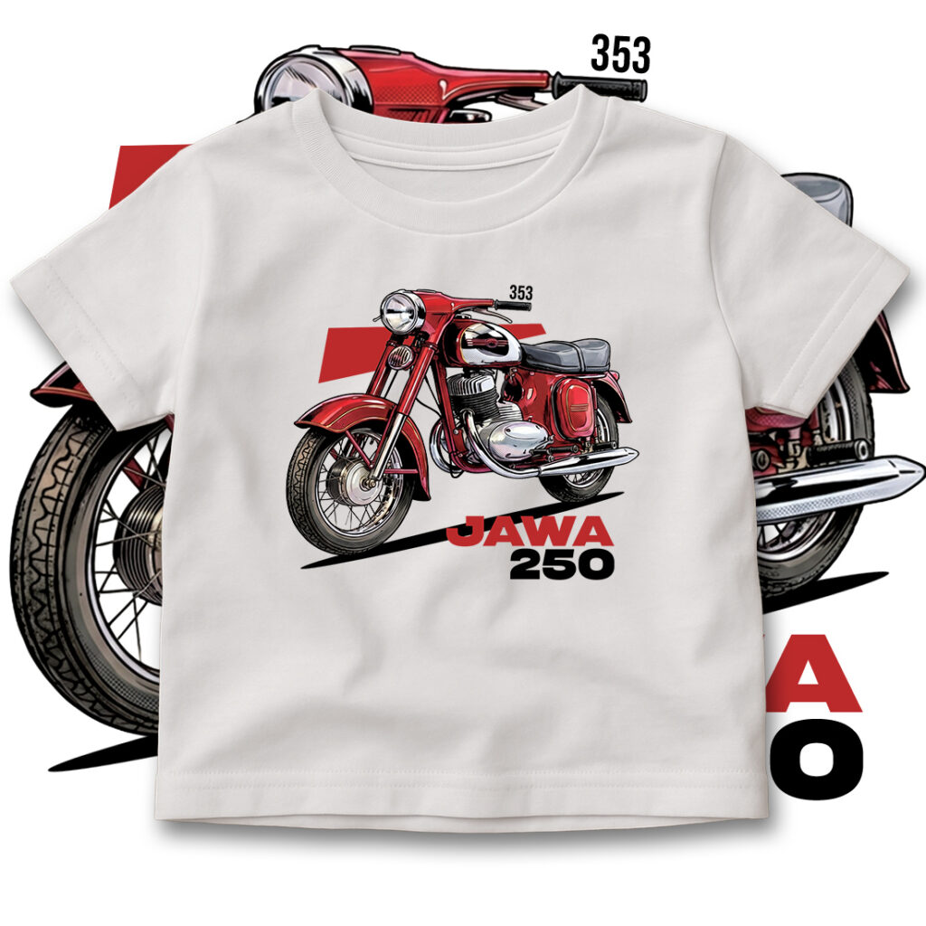 Koszulka dziecięca z motocyklem Jawa 250