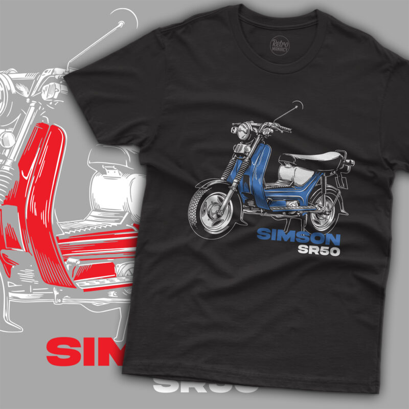 Koszulka męska Simson SR 50 skuter czarna Retromaniacy