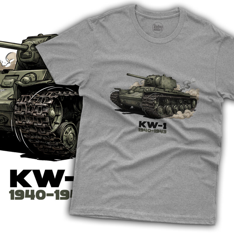 Koszulka męska Czołg KW-1 biała szara Retromaniacy na prezent