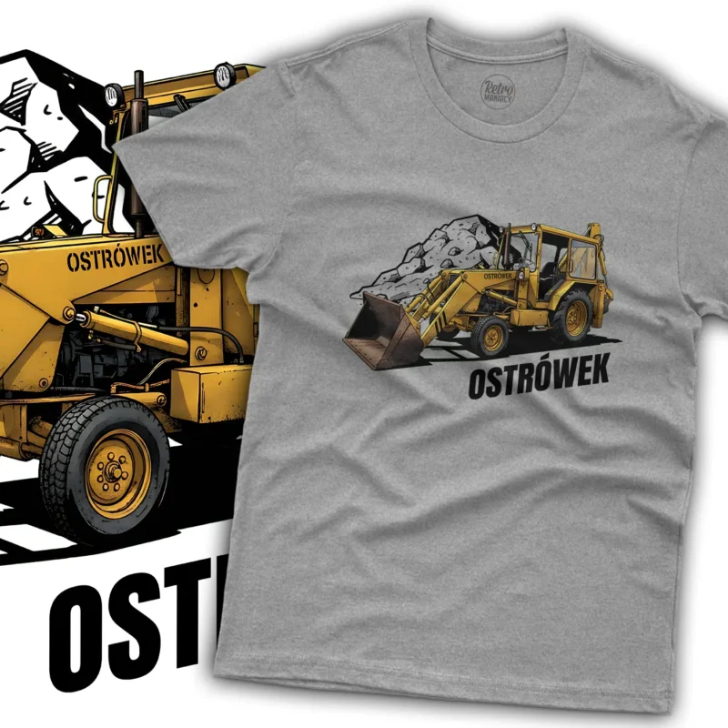 Koszulka męska Koparka Ostrówek na prezent dla miłośnika maszyn budowlanych