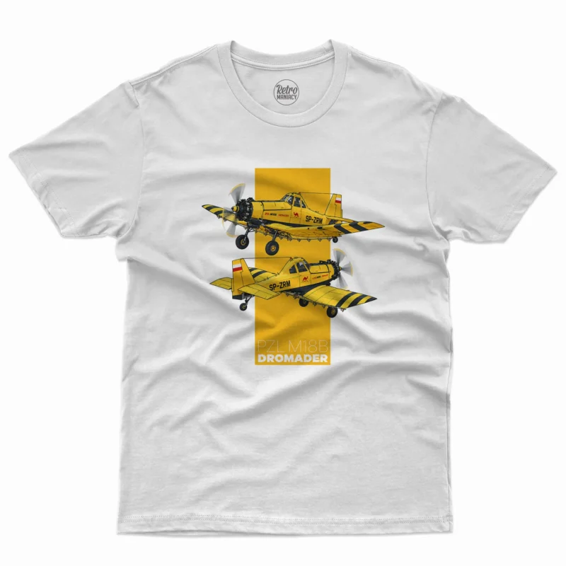koszulka-meska-pzl-m18b-dromader-biala-retromaniacy