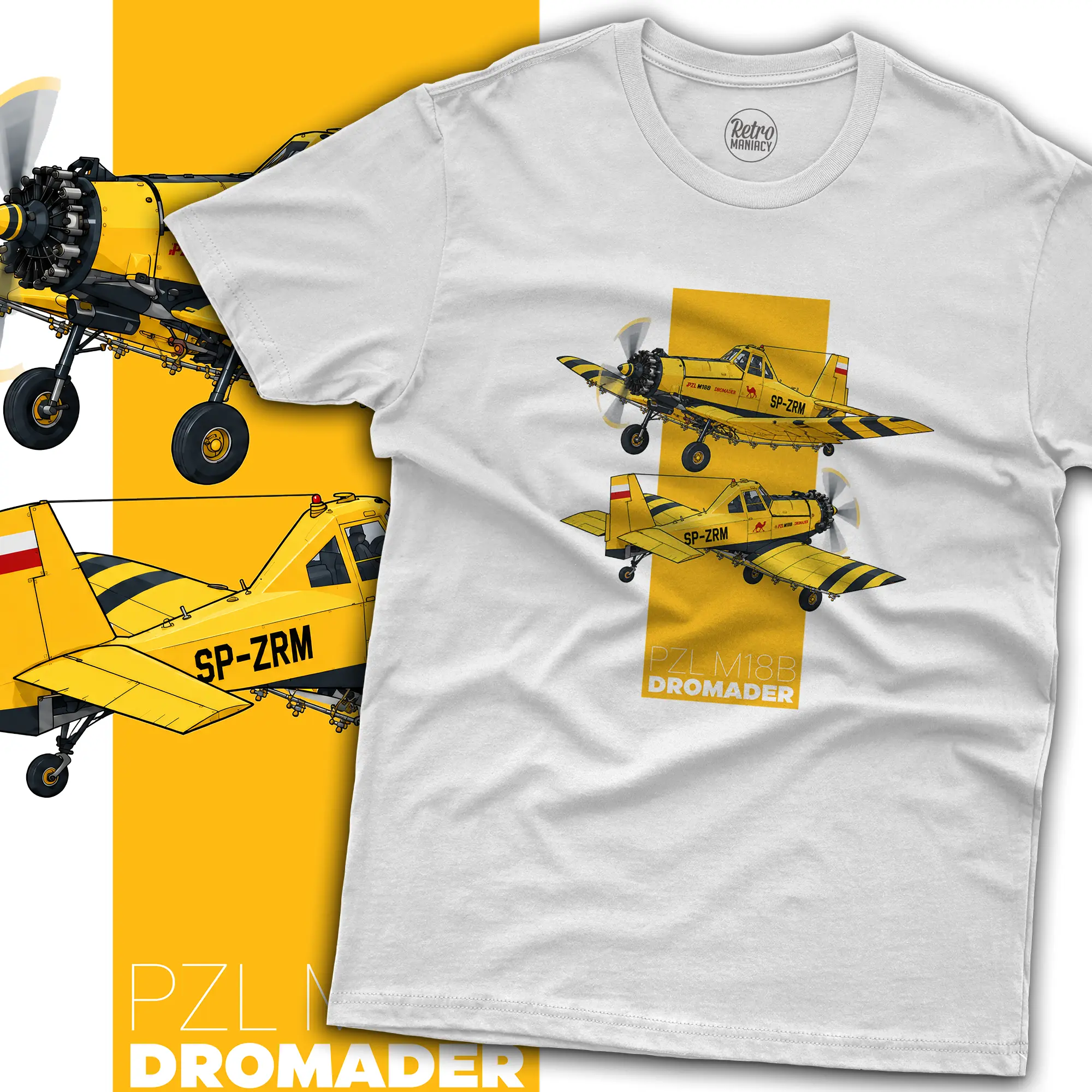 PZL M18B Dromader koszulka męska na prezent dla fana lotnictwa