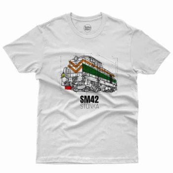 koszulka-meska-z-lokomotywa-sm42-stonka-biala-retromaniacy